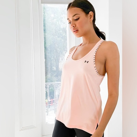 Under Armour Women's pink Training razer back knockout workout tank top in L - Picture 1 of 8
